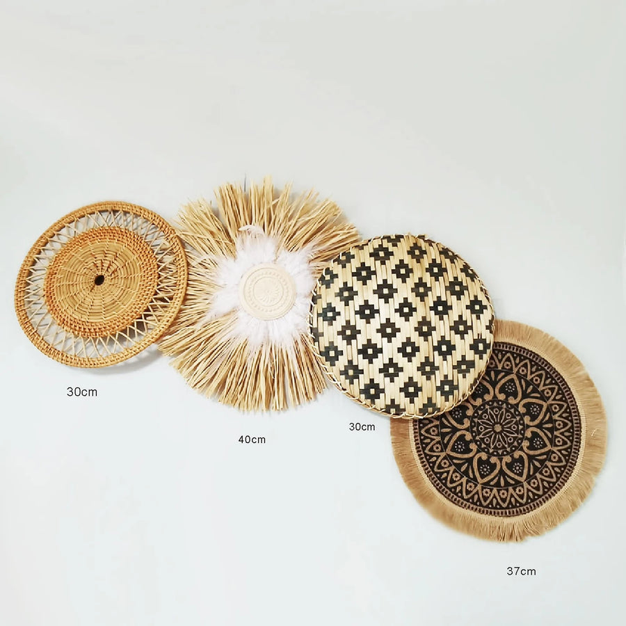 Seaweed Woven Plate Home Creative Straw Woven Plate Decorative Hanging Plate Porch Wall Woven Hanging Plate