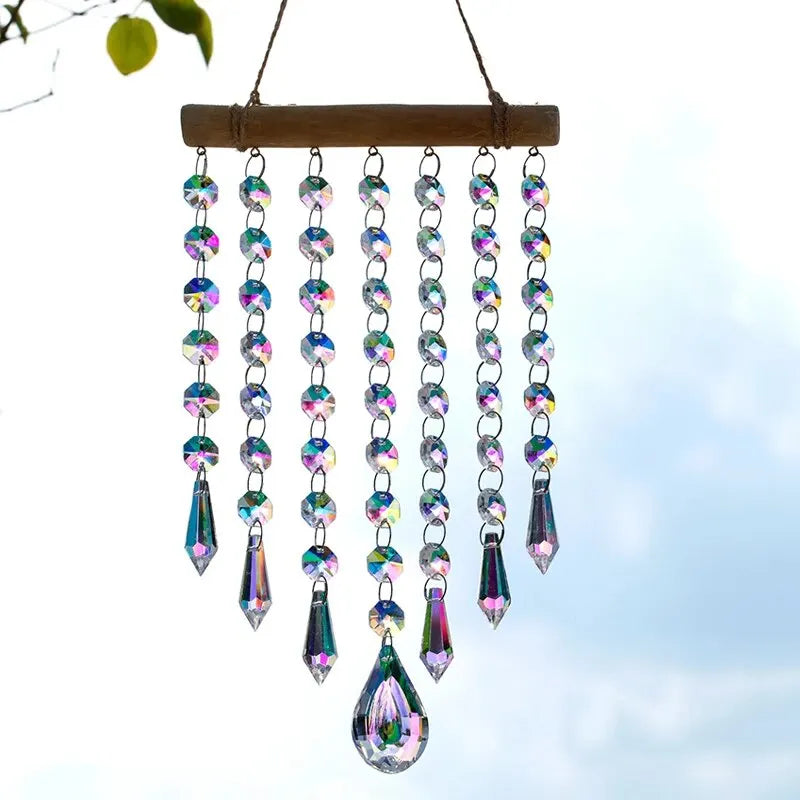 1 Pc Hanging Crystal Prism Sun Catcher Stained Glass Wind Chime Pendant Suitable for Indoor Outdoor Home Garden Decorative Items