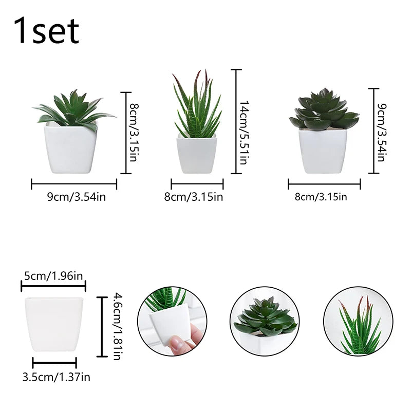 (A Set of 3PCS) Simulated Mini Potted Plants Suitable for Decorating Homes, Restaurants, Tabletops, Windowsills, and Bookshelves