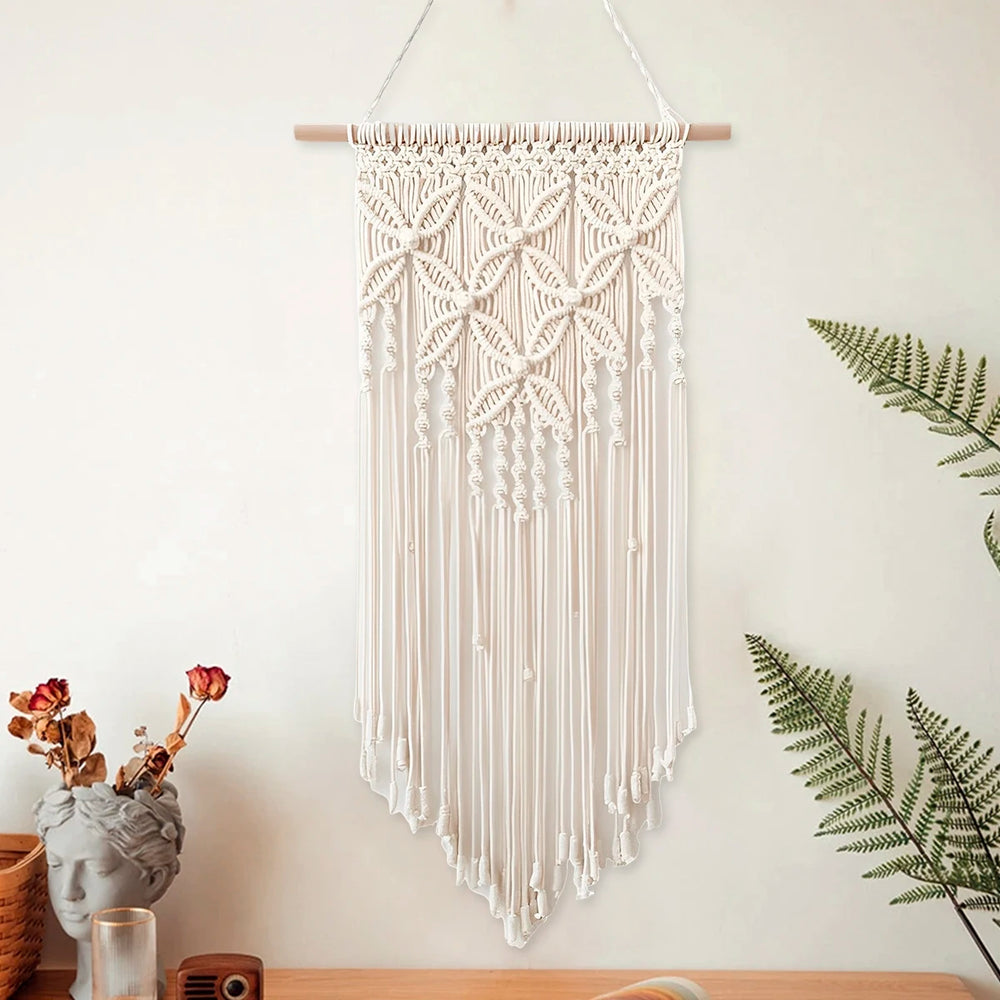 Macrame Wall Hanging Tapestry Handmade Ethnic Woven Art Wall Decor Tassel Crochet Decoration for Home Living Room Bedroom